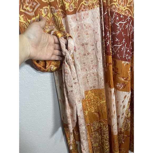 ZARA Oversized Patchwork Kaftan Boho Dress Size Medium - Picture 4 of 7